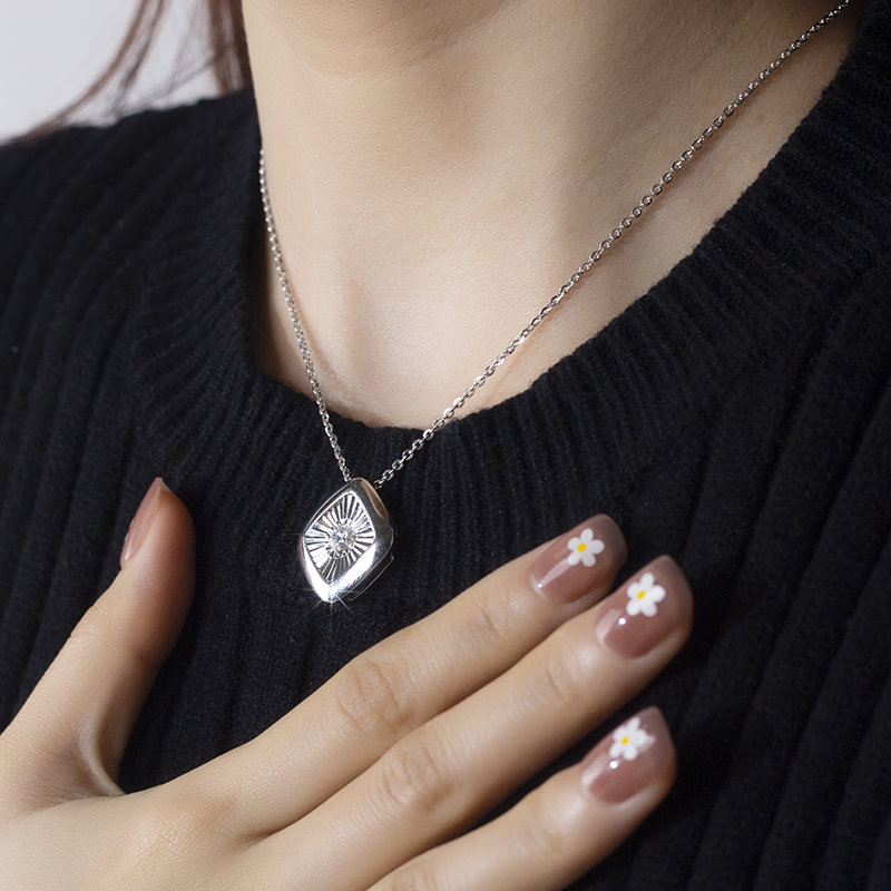 MissDiamond Lab Grown Diamond 0.3CT S925 White Silver Pendant Necklace MSNS-005