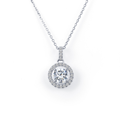 MissDiamond Round Cut Lab Grown Diamond 1.257CT Platinum Pendant Necklace MSN-708