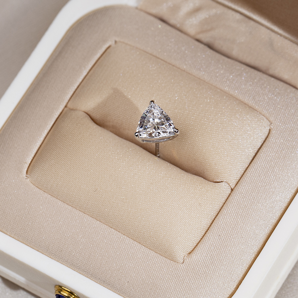 MissDiamond Trilion Shape Lab Grown Diamond 1 Carats D VS1 18K White Gold Studs Earrings MSE-791