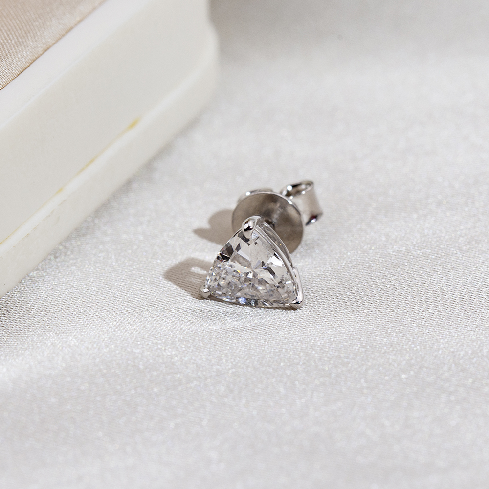 MissDiamond Trilion Shape Lab Grown Diamond 1 Carats D VS1 18K White Gold Studs Earrings MSE-791