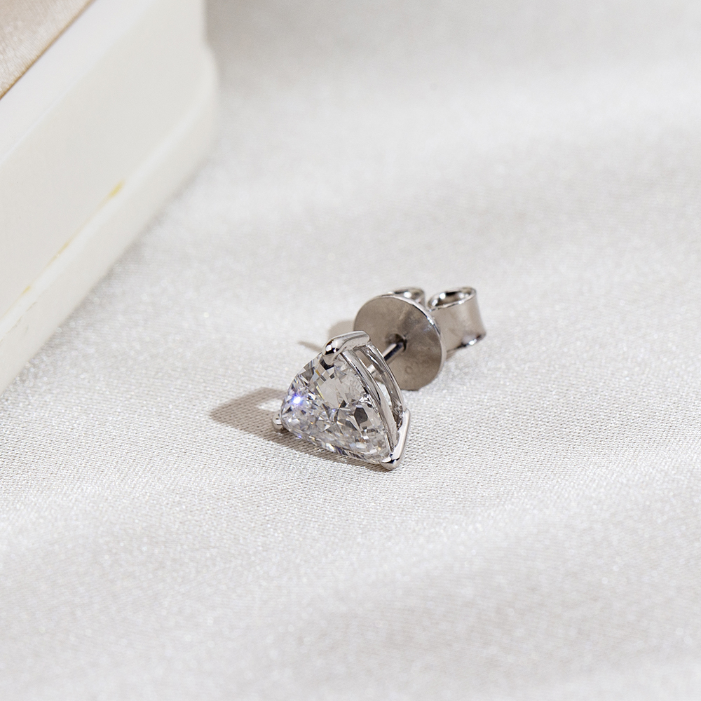 MissDiamond Trilion Shape Lab Grown Diamond 1 Carats D VS1 18K White Gold Studs Earrings MSE-791