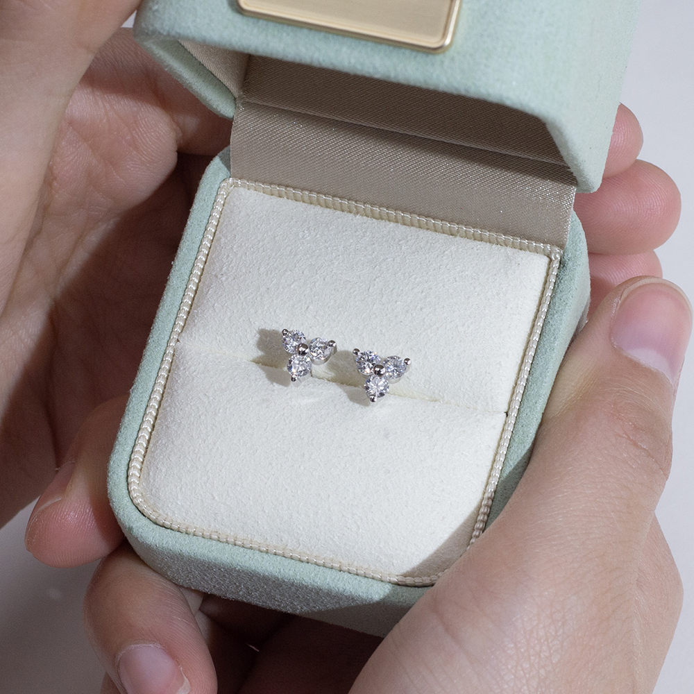 MissDiamond Round Cut Lab Grown Diamond S925 Silver Studs Earrings MSE-884