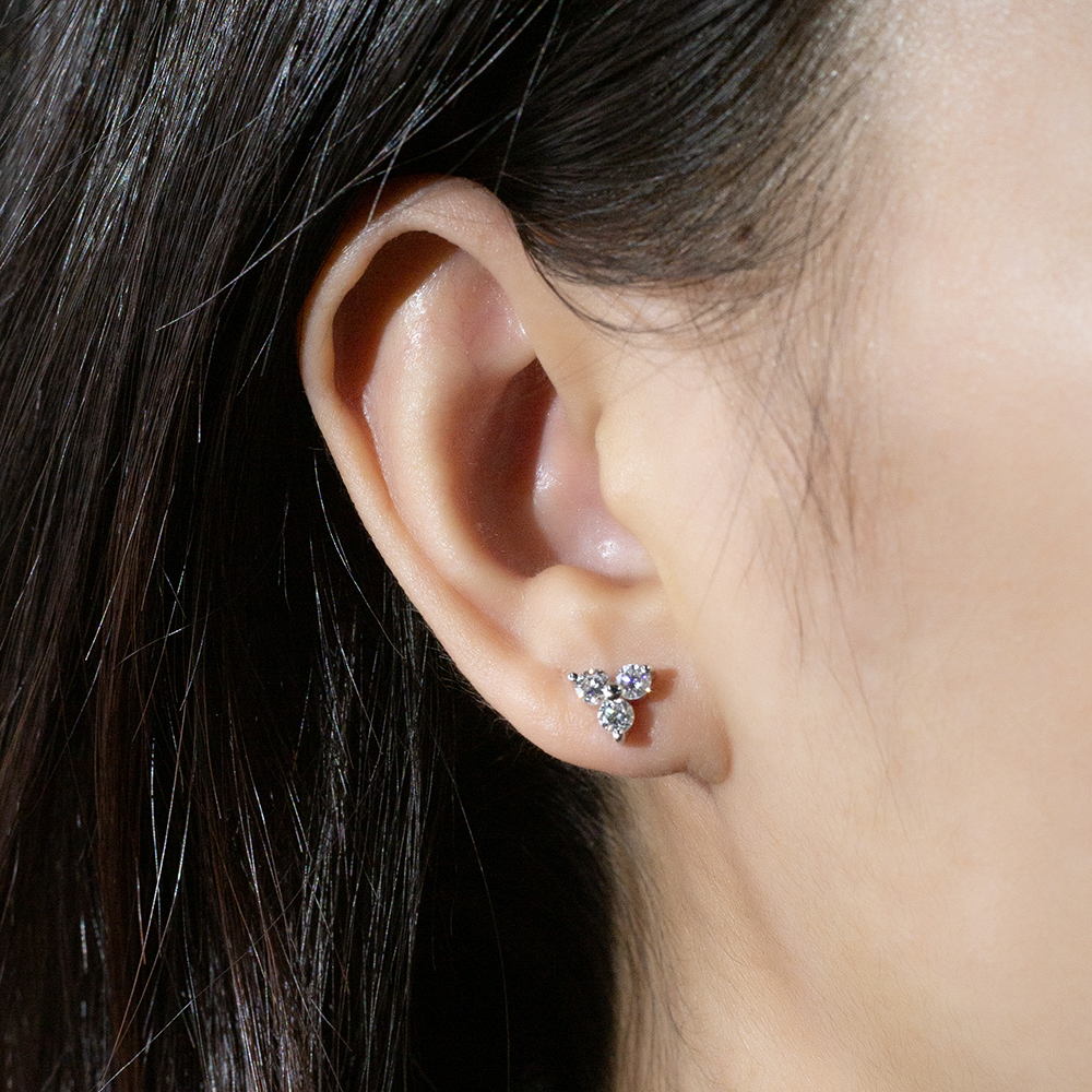 MissDiamond Round Cut Lab Grown Diamond S925 Silver Studs Earrings MSE-884