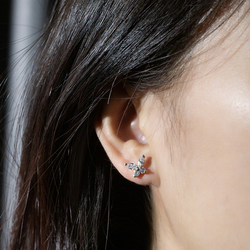 MissDiamond Marquise Cut Lab Grown Diamond S925 Silver Studs Earrings MSE-883