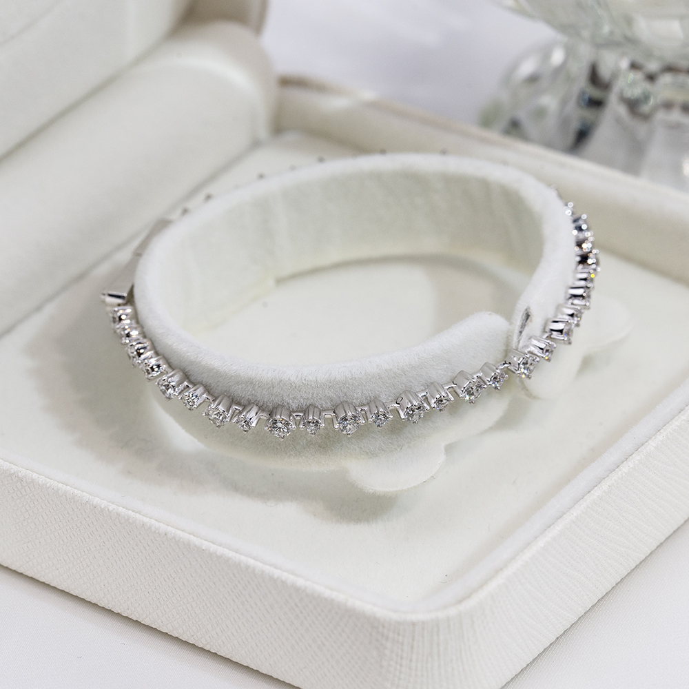 MissDiamond Round Shape Lab Grown Diamond E VVS2 9K White Gold 160mm Tennis Bracelet MSB-631