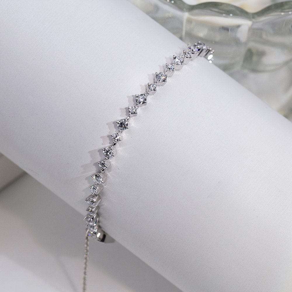 MissDiamond Round Shape Lab Grown Diamond E VVS2 9K White Gold 160mm Tennis Bracelet MSB-631