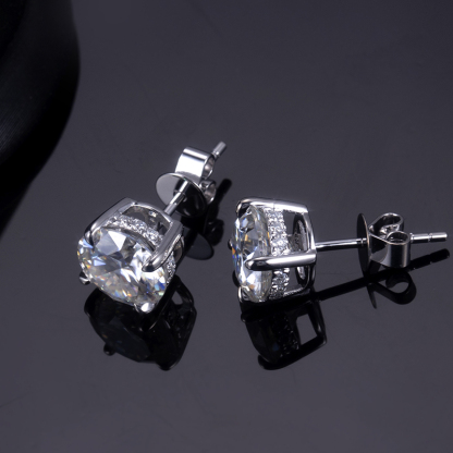 MissDiamond Round Cut Lab Grown Diamond 1CT 18K White Gold Studs Earrings MSE-544
