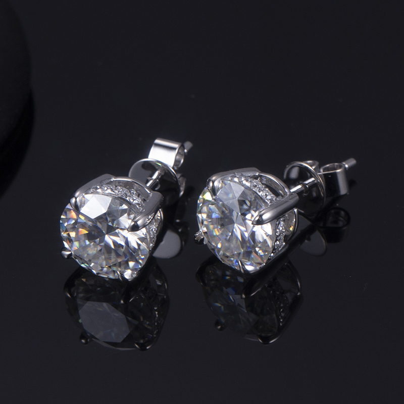 MissDiamond Round Cut Lab Grown Diamond 1CT 18K White Gold Studs Earrings MSE-544