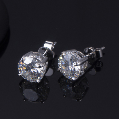 MissDiamond Round Cut Lab Grown Diamond 1CT 18K White Gold Studs Earrings MSE-544
