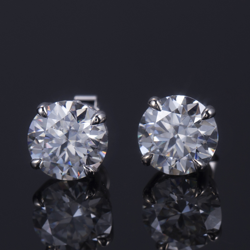 MissDiamond Round Cut Lab Grown Diamond 1CT 18K White Gold Studs Earrings MSE-544