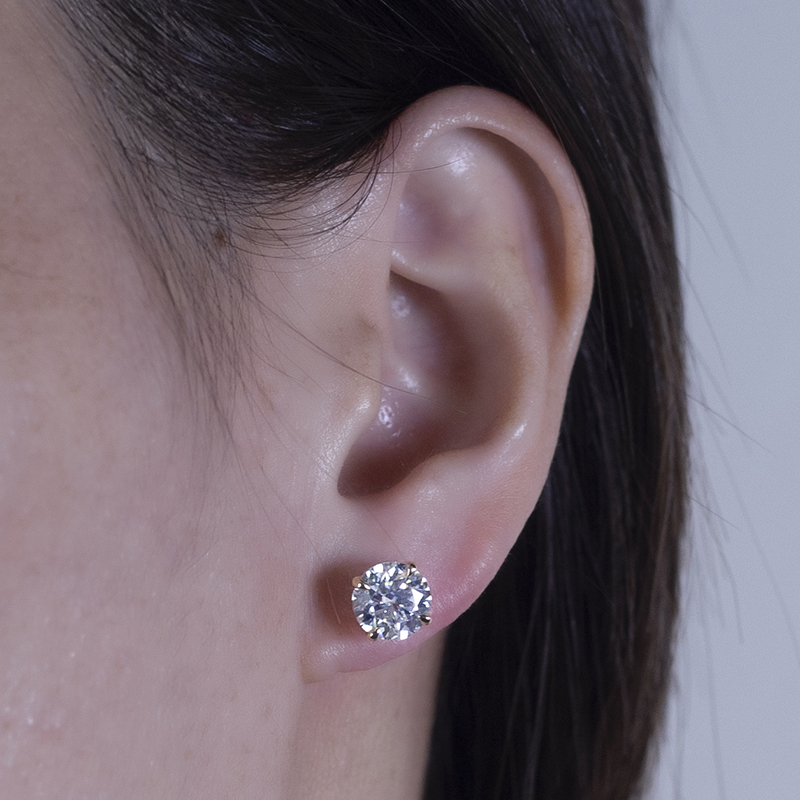 MissDiamond Round Cut Lab Grown Diamond 1CT 18K White Gold Studs Earrings MSE-544