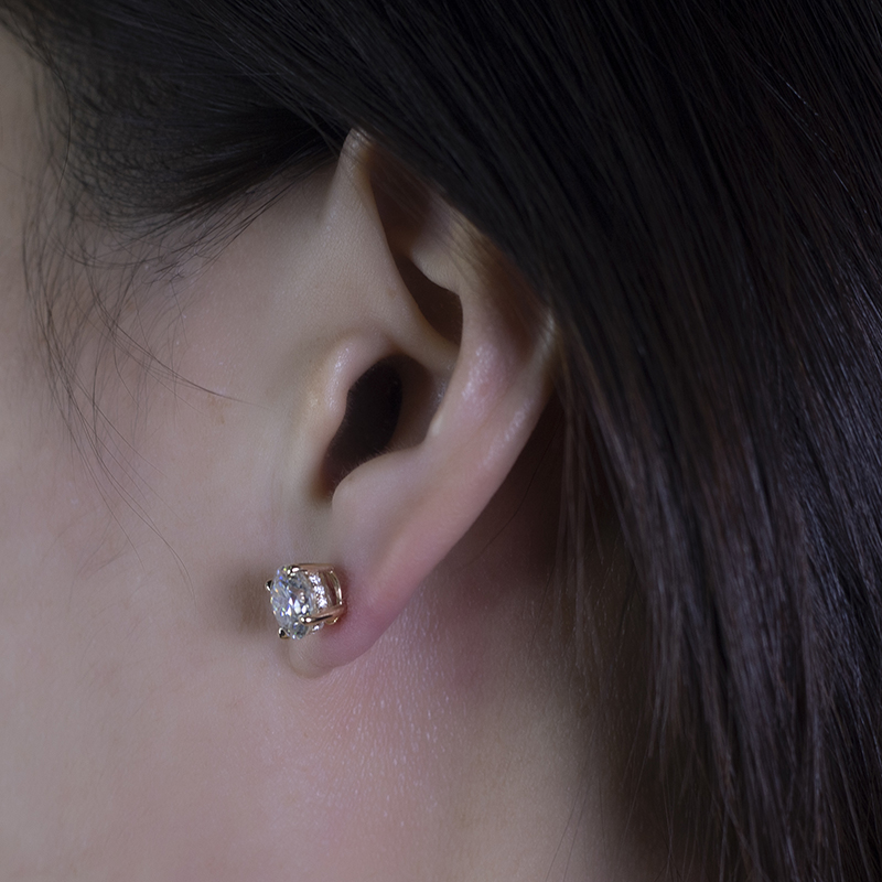 MissDiamond Round Cut Lab Grown Diamond 1CT 18K White Gold Studs Earrings MSE-544