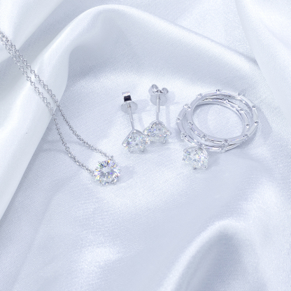 MissDiamond Round Cut Lab Grown Diamond 1.058CT 1.8CT Platinum Pendant Necklace MSN-477