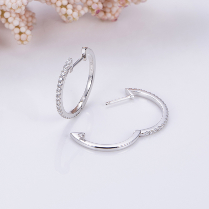 MissDiamond Round Lab Grown Diamond 1.2MM VVS-VS 18K White Gold Yellow Gold Hoop Earrings MSE-649