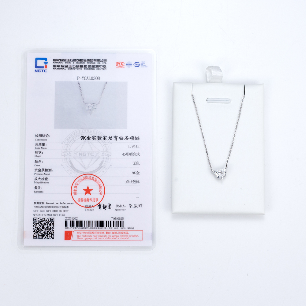 MissDiamond Heart Cut Lab Grown Diamond 1CT 9K White Gold Pendant Necklace MSN-621