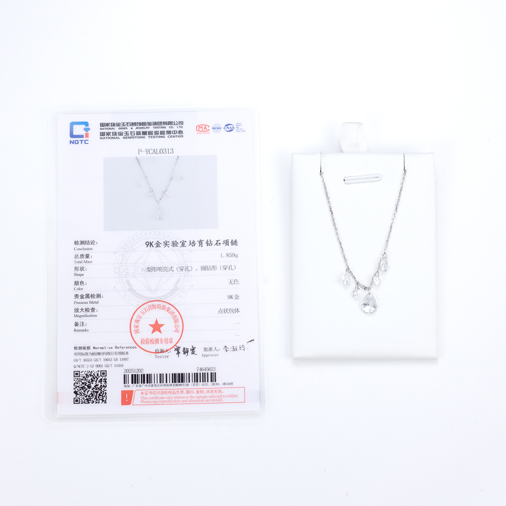 MissDiamond Pear Cut Lab Grown Diamond 1CT 9K White Gold Pendant Necklace MSN-959