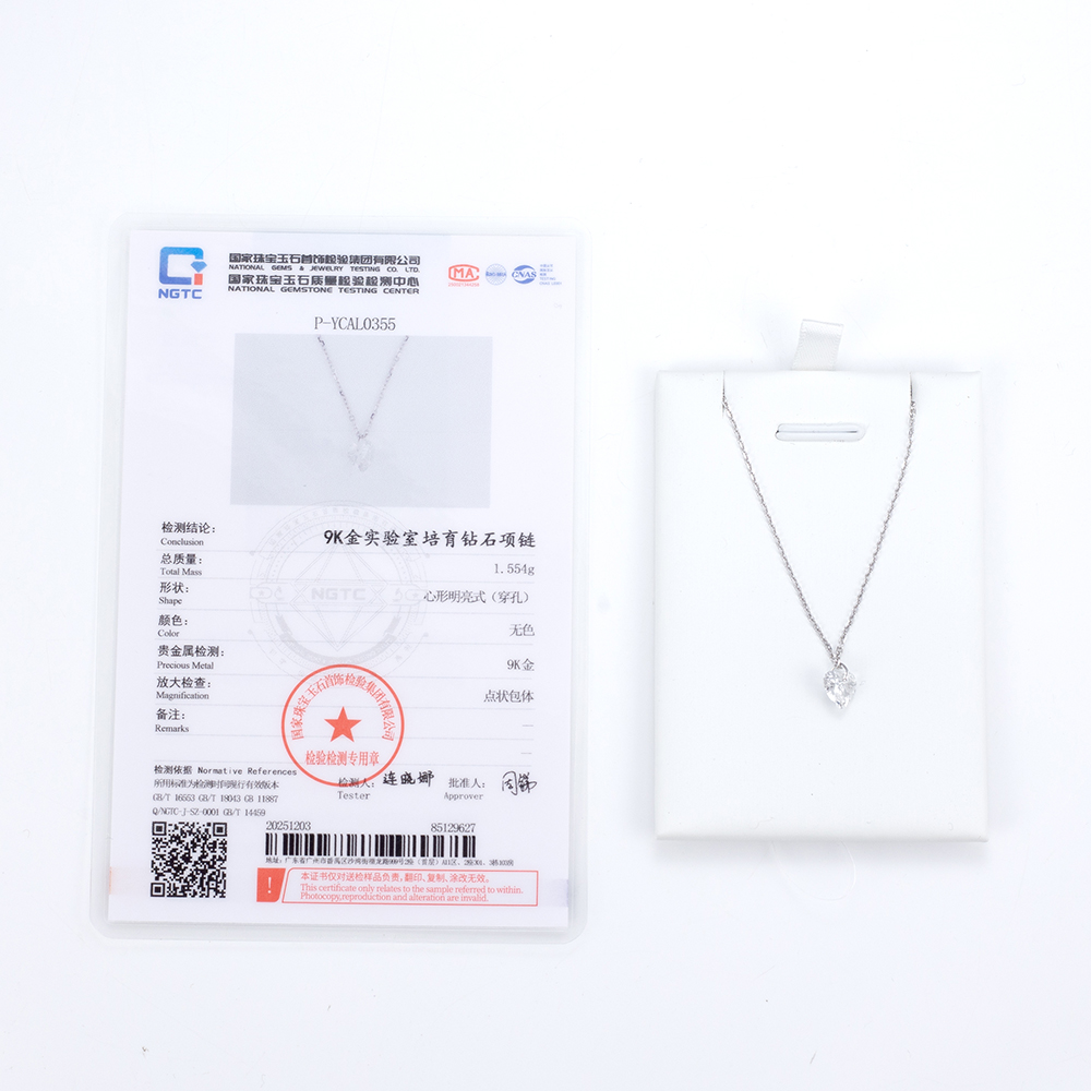 MissDiamond Heart Cut Lab Grown Diamond 1CT 9K White Gold Pendant Necklace MSN-956