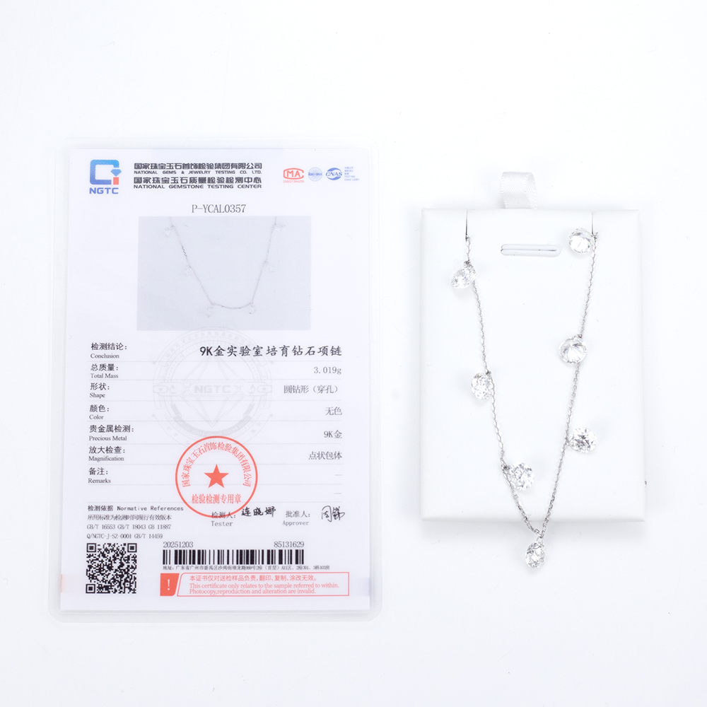 MissDiamond Round Cut Lab Grown Diamond 1CT 9K White Gold Pendant Necklace MSN-960