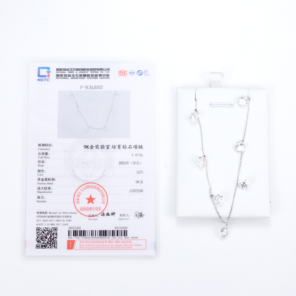 MissDiamond Round Cut Lab Grown Diamond 1CT 9K White Gold Pendant Necklace MSN-960