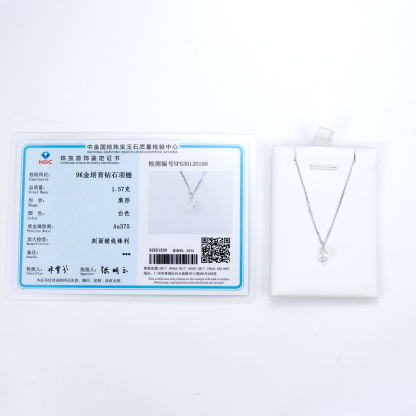 MissDiamond Pear Cut Lab Grown Diamond 1CT 9K White Gold Pendant Necklace MSN-955