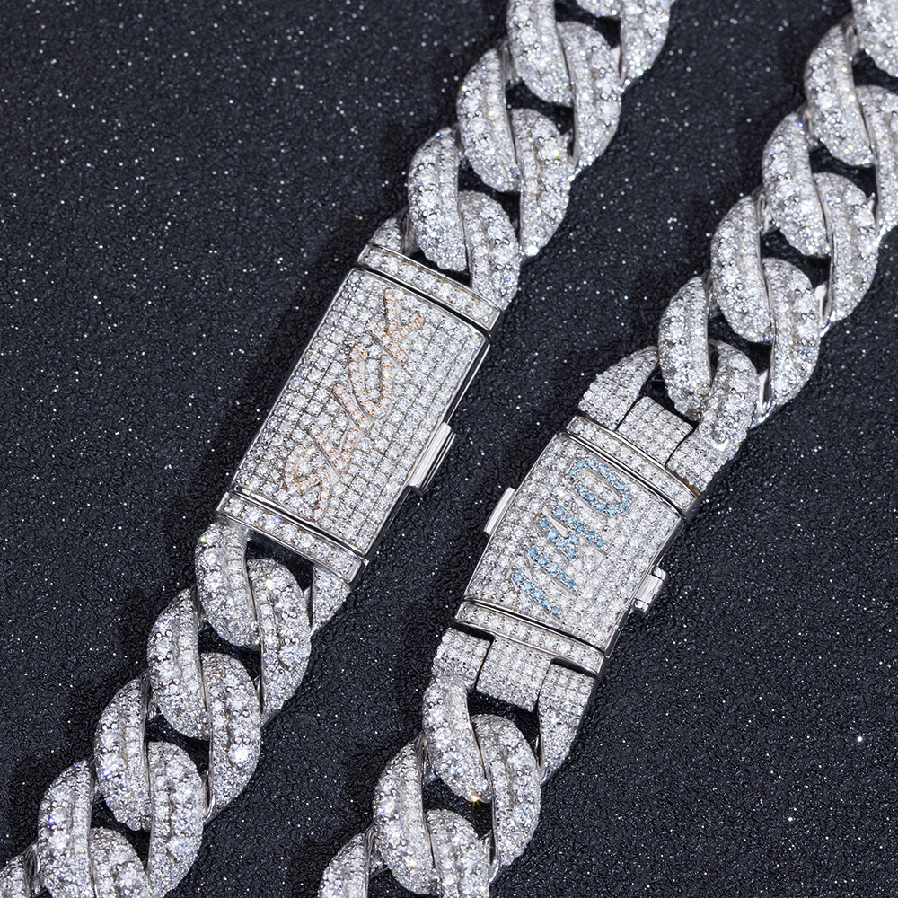 MissDiamond Round Shape Lab Grown Diamond E VVS1 S925 Silver 500mm Cuban Necklace MSN-862