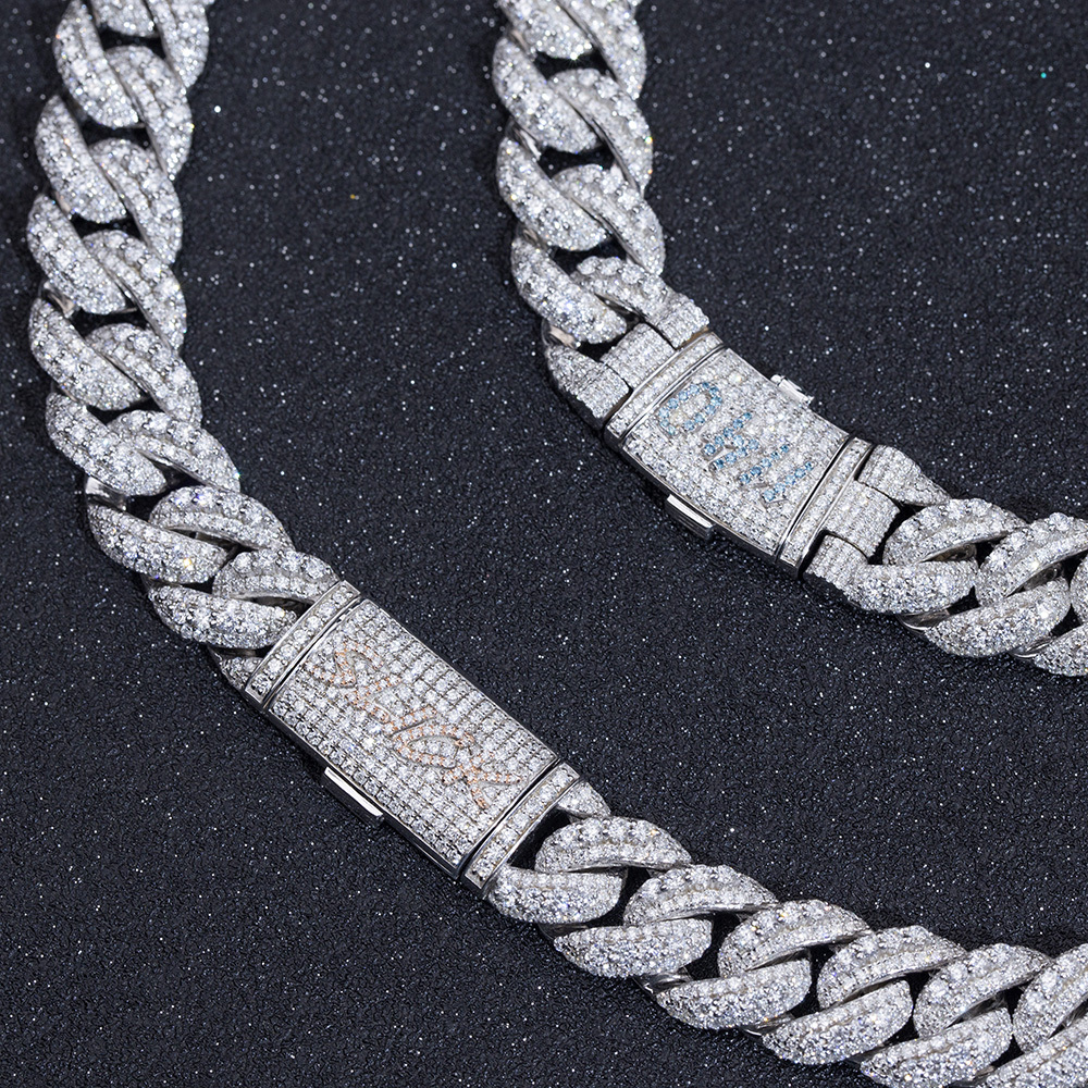 MissDiamond Round Shape Lab Grown Diamond E VVS1 S925 Silver 500mm Cuban Necklace MSN-862