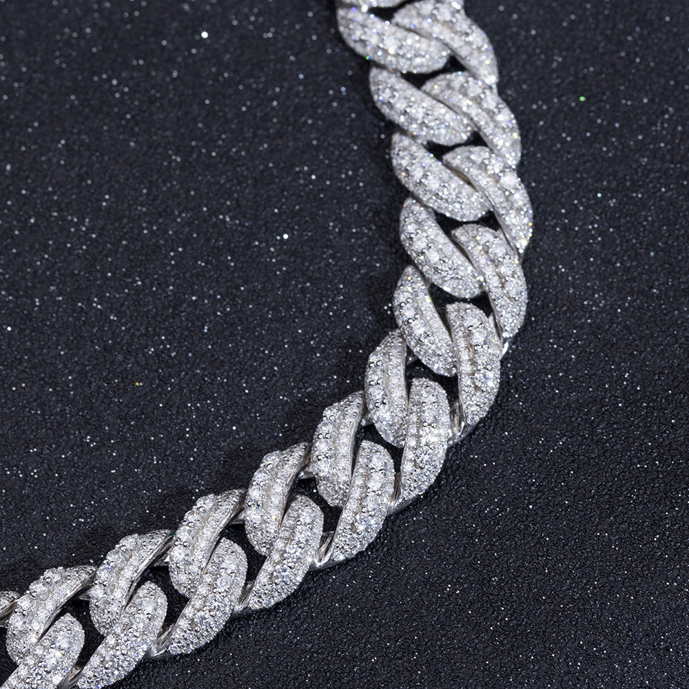 MissDiamond Round Shape Lab Grown Diamond E VVS1 S925 Silver 500mm Cuban Necklace MSN-862