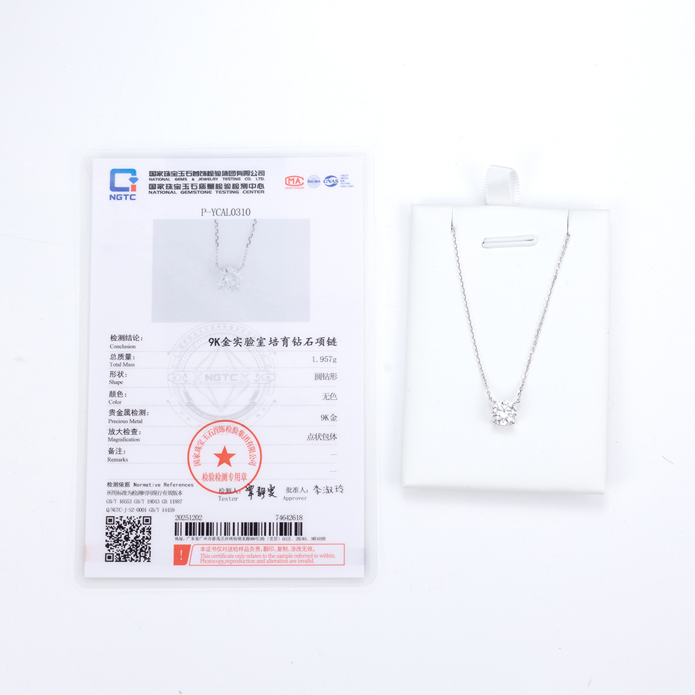 MissDiamond Round Cut Lab Grown Diamond 1CT 9K White Gold Pendant Necklace MSN-961