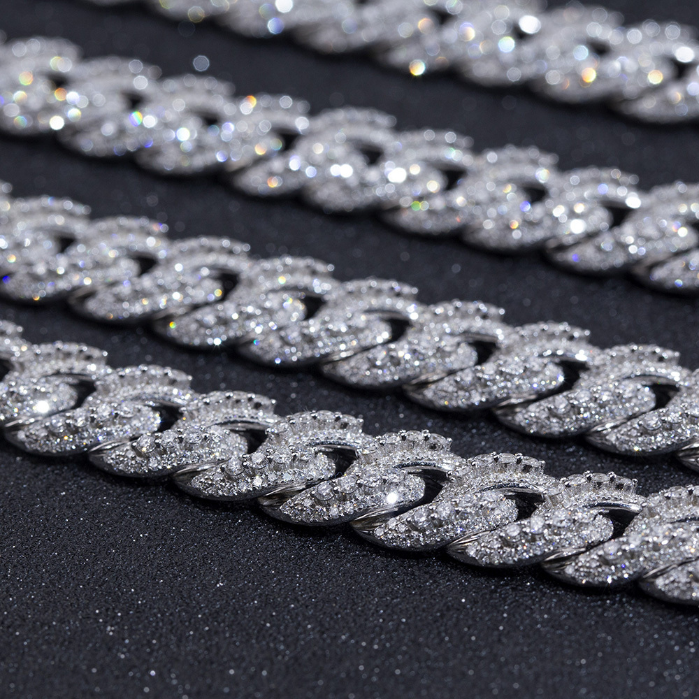 MissDiamond Round Shape Lab Grown Diamond E VVS1 S925 Silver 500mm Cuban Necklace MSN-862