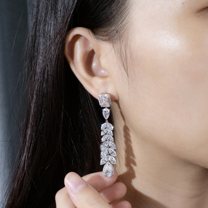 MissDiamond Sustainable luxury Pear Cut Lab Grown Diamond 1.07CT 1.89CT  VS1 VVS2 18K White  Studs MSE-847