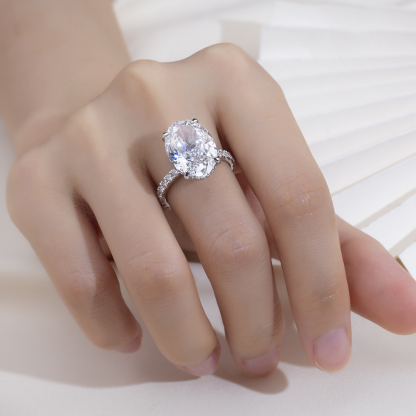 MissDiamond Oval Cut Lab Grown Diamond 2.0CT Platinum Accented Solitaire Ring MSR-1133