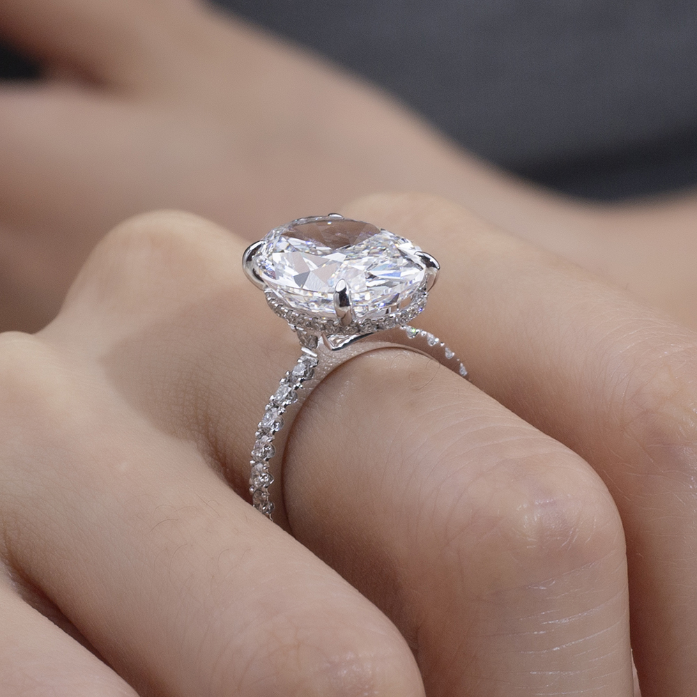 MissDiamond Oval Cut Lab Grown Diamond 2.0CT Platinum Accented Solitaire Ring MSR-1133