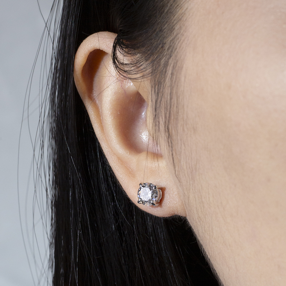 MissDiamond Round Shape Lab Grown Diamond 1CT D VVS1 18K White Gold Studs Earrings MSE-329-09