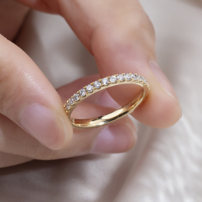 MissDiamond Round Cut Lab Grown Diamond Eternity D VVS-VS 18K Yellow Gold Ring MSR-408