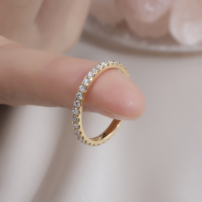 MissDiamond Round Cut Lab Grown Diamond Eternity D VVS-VS 18K Yellow Gold Ring MSR-408
