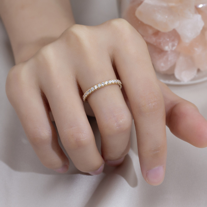 MissDiamond Round Cut Lab Grown Diamond Eternity D VVS-VS 18K Yellow Gold Ring MSR-408