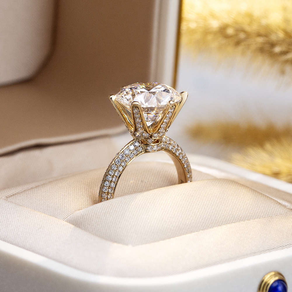 Round Cut Lab Grown Diamond 5CT Solitaire D VS1 18K Yellow Gold Ring MSR-1665