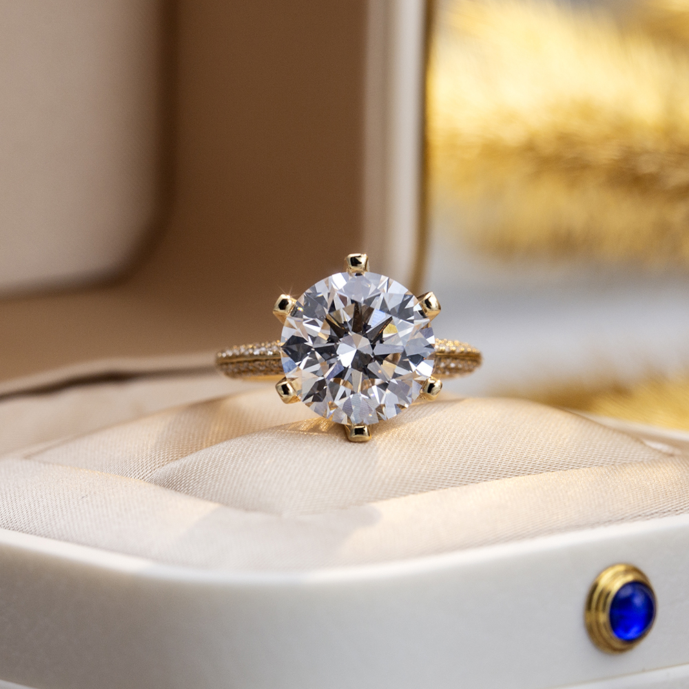 Round Cut Lab Grown Diamond 5CT Solitaire D VS1 18K Yellow Gold Ring MSR-1665