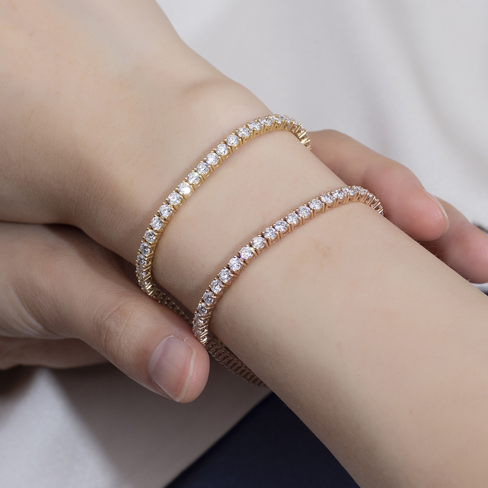 MissDiamond Round Cut Lab Grown Diamond 18K White Gold Tennis Bracelet MSB-549