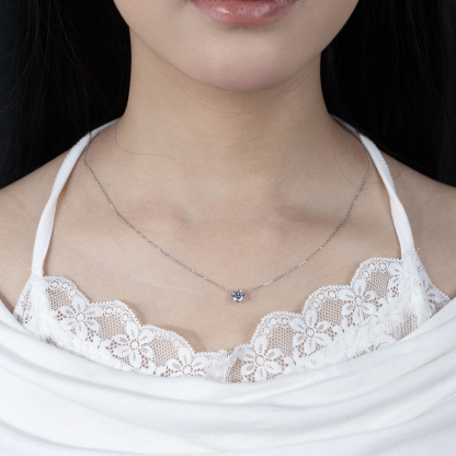 MissDiamond Round Cut Lab Grown Diamond 1.058CT Platinum Pendant Necklace MSN-477