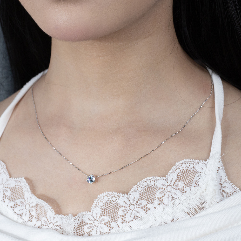 MissDiamond Round Cut Lab Grown Diamond 1.058CT Platinum Pendant Necklace MSN-477