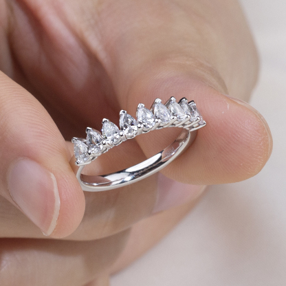 MissDiamond Pear Cut Lab Grown Diamond Eternity Platinum Ring MSR-1853