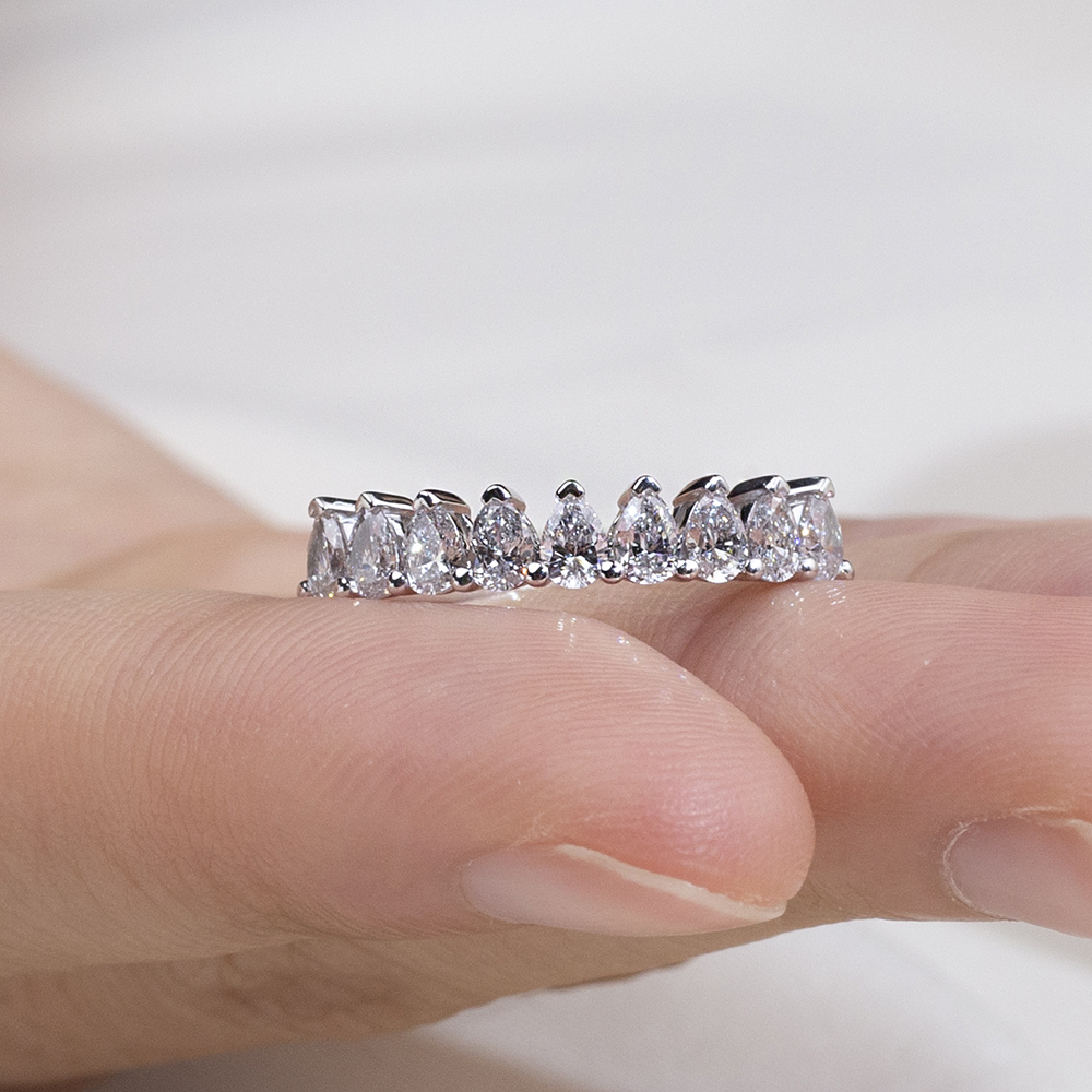 MissDiamond Pear Cut Lab Grown Diamond Eternity Platinum Ring MSR-1853