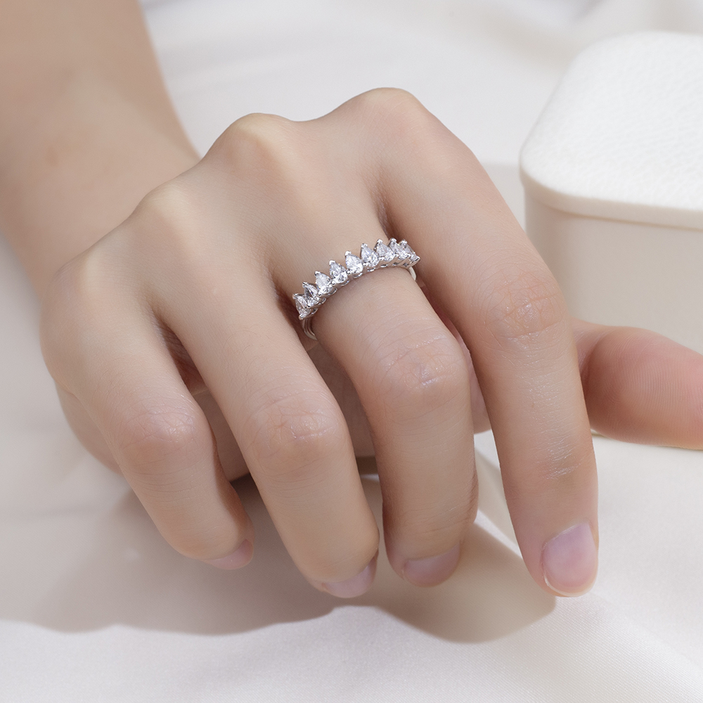 MissDiamond Pear Cut Lab Grown Diamond Eternity Platinum Ring MSR-1853