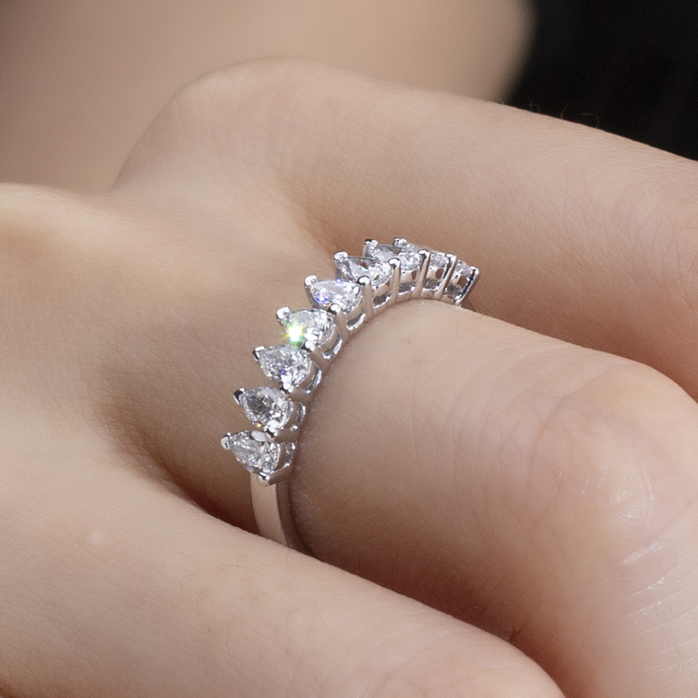 MissDiamond Pear Cut Lab Grown Diamond Eternity Platinum Ring MSR-1853