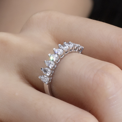 MissDiamond Pear Cut Lab Grown Diamond Eternity Platinum Ring MSR-1853