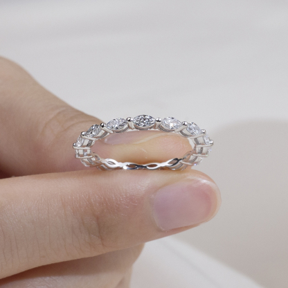 MissDiamond Marquise Cut Lab Grown Diamond Eternity Platinum Ring MSR-1854
