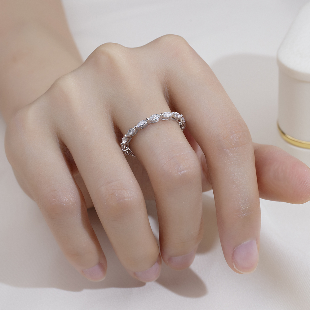 MissDiamond Marquise Cut Lab Grown Diamond Eternity Platinum Ring MSR-1854