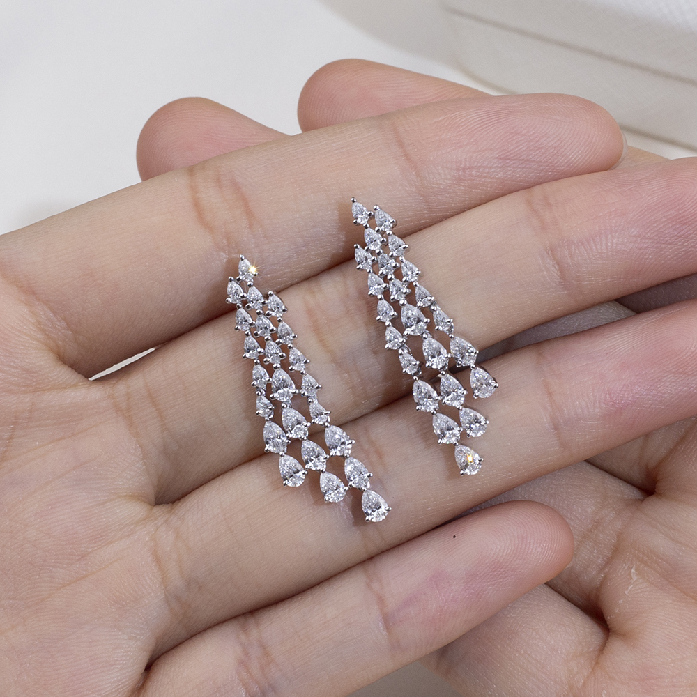 MissDiamond Lab Grown Diamond Platinum Dangle Earrings MSE-816