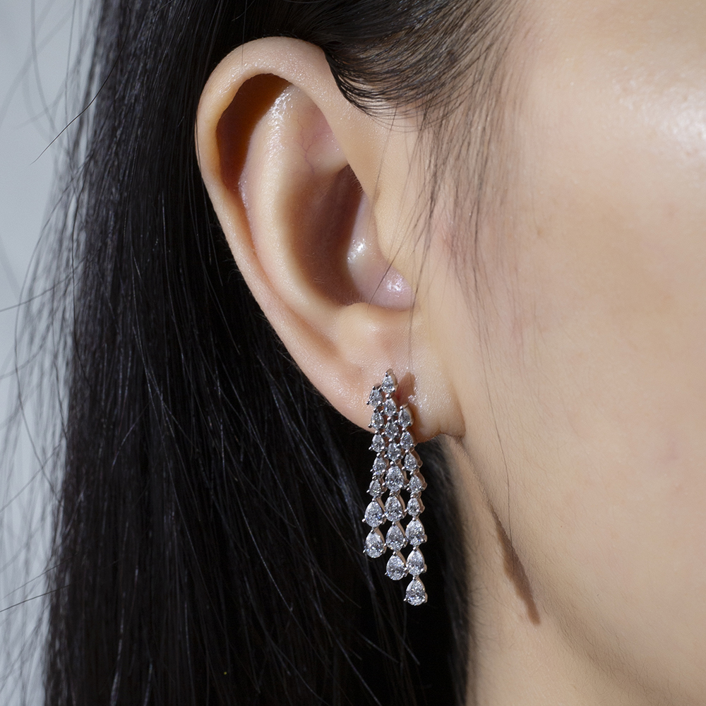 MissDiamond Lab Grown Diamond Platinum Dangle Earrings MSE-816